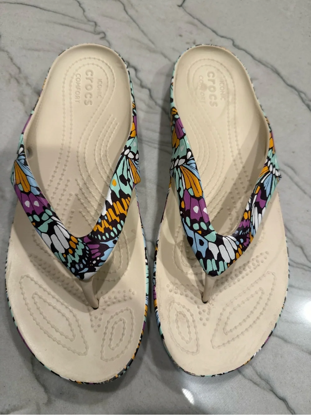 Crocs Kadee II Butterfly Flip Flops Women’s Size 9 Iconic Comfort VGC